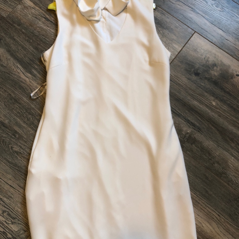 Tie neck white dress